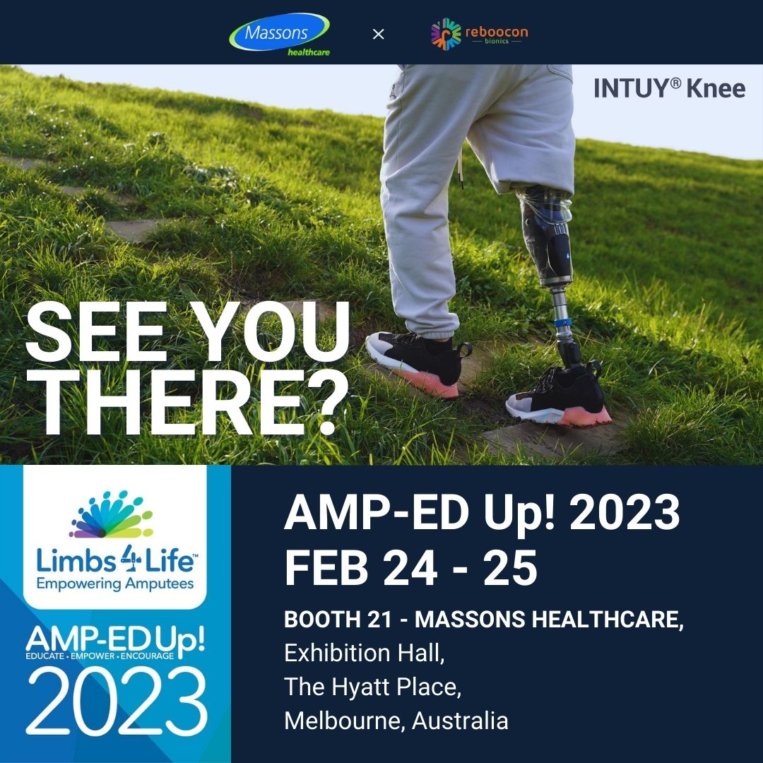 Massons Healthcare attends AMP-ED Up! 2023. Visit them and Intuy Knee at booth 21. 